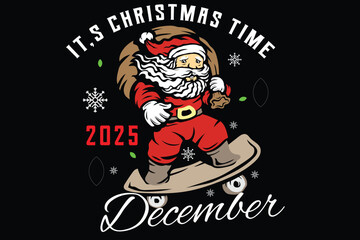 Santa Skateboarding Christmas T-Shirt Design – 2025 Holiday Fun