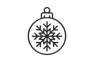 Outline bauble icon tiny snowflake detail minimal festive christmas ornament