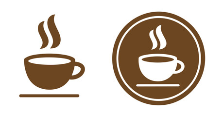 Brown coffee cup icons with steam on white background