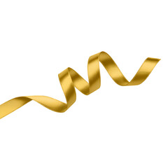 Shiny Gold Ribbon Curving on Transparent Background against Black, Decorative Element