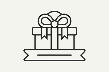 Naklejka premium Small Gift Box Icon with Vertical Ribbon Holiday Line 