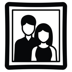 couple photo frame silhouette Valentine’s Day vector icon