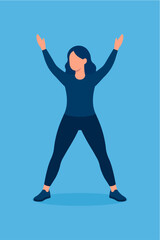 Female Athlete Doing Jumping Jacks Exercise Flat Vector Illustration