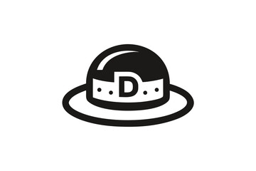 negative space hat inside letter d creative hidden design icon,