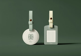 Leather Luggage Tag Mockup Set