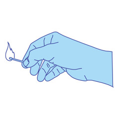 Hand holding lit match