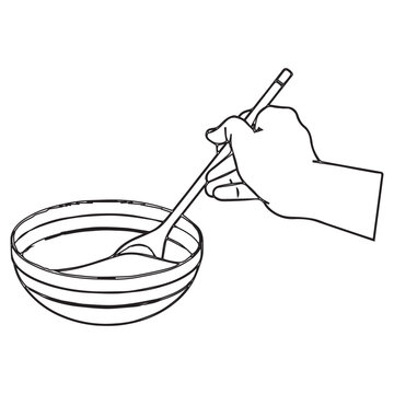 hand stirring bowl with spoon clip art preview