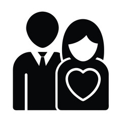 couple with heart silhouette Valentine’s Day vector icon