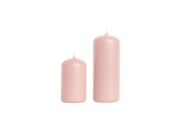 Two pink candles on transparent background