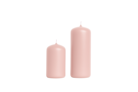 Two pink candles on transparent background