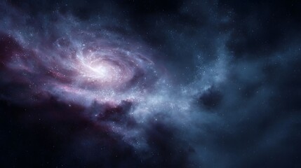 Obraz premium A vibrant spiral galaxy illuminates the dark cosmic expanse featuring swirling arms and glowing nebulae