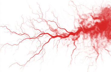 Red lightning thunder effect in a dramatic storm, isolated on a white or transparent PNG background. Perfect for weather visuals, storm design, energy effects, digital art, and creative projects.