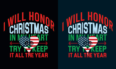 Heartfelt Christmas Honoring: A patriotic design expresses deep reverence for the Christmas spirit, incorporating the heart's symbolism with stars and stripes.
