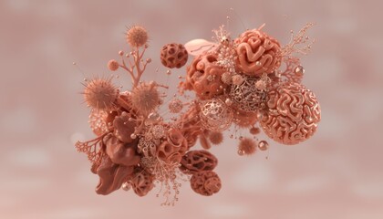 Abstract red 3D coral-like organic composition