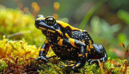 Fototapeta premium Colorful Poison Dart Frog in Lush Habitat.