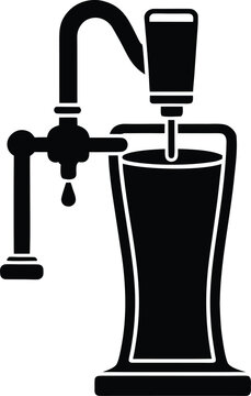 black beer tap pouring into glass clip art preview