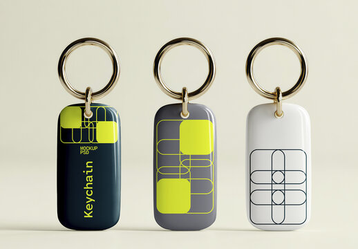 Realistic Mockup of Stylish Keychains
