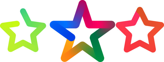 Colorful Stars with Gradient Fill on White Background Abstract Illustration