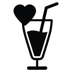 love drink glass silhouette Valentine’s Day vector icon