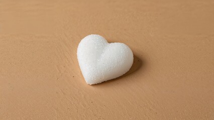 Obraz premium Heart-shaped sugar cube on a surface. Love and sweetener concept. Sugar and heart shape. The concept of love and sweetness.