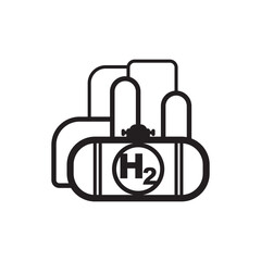 Hydrogen energy line icon set. environment, eco friendly industry and alternative energy symbol