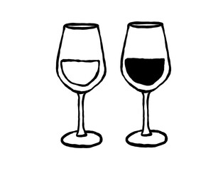 set of wineglass - hand-drawn doodle style