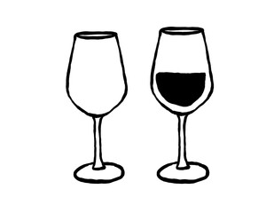 set of wineglass - hand-drawn doodle style