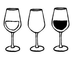set of wineglass - hand-drawn doodle style