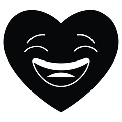 heart emoji laugh silhouette Valentine’s Day vector icon