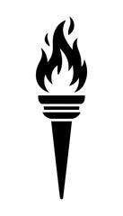 A black and white silhouette of a burning torch symbolizing knowledge. White isolated background. Vector graphics. EPS.