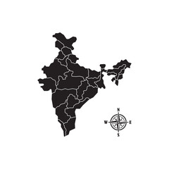 Indian map with regional states vector illustration
