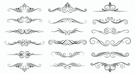 A collection of elegant vintage ornamental dividers, calligraphic flourishes, and decorative text separators ideal for classic design projects and wedding invitations.