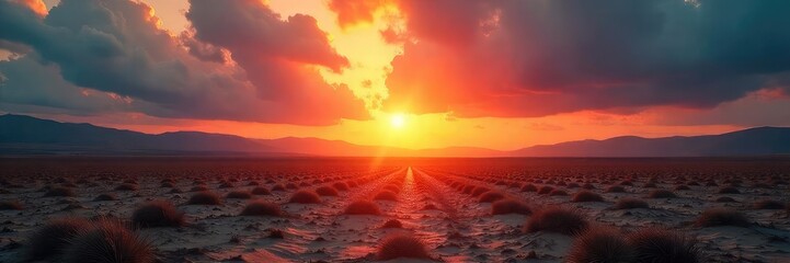 A symbolic sunrise over a barren landscape, representing rebirth and hope after spiritual death The image evokes themes of resurrection, renewal, and faith , tranquility, rock, spirituality