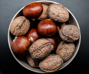 Still life of chestnuts and walnuts 2