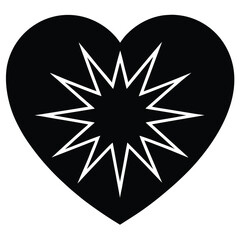 heart spark icon silhouette Valentine’s Day vector icon
