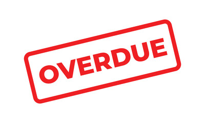 Red overdue stamp text on a white background. Simple rectangular label design used to indicate delayed payment, missed deadline, or pending task in business, office, or administrative documents.