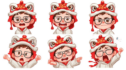 Expressive child in lion dance costume urban festival digital art vibrant atmosphere close-up view cultural celebration