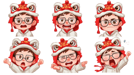 Expressive child in lion dance costume urban festival digital art vibrant atmosphere close-up view cultural celebration