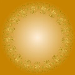 A round frame with an original abstract pattern on a yellow background
