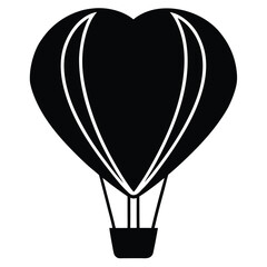 love air balloon silhouette Valentine’s Day vector icon