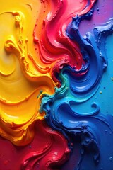 Vibrant hues of paint swirl together, demonstrating the captivating attraction and interplay of complementary colors A mesmerizing display of color theory in action , blending, energy, colors