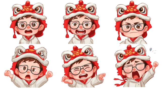 Expressive child in lion dance costume urban festival digital art vibrant atmosphere close-up view cultural celebration