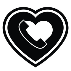 love call silhouette Valentine’s Day vector icon