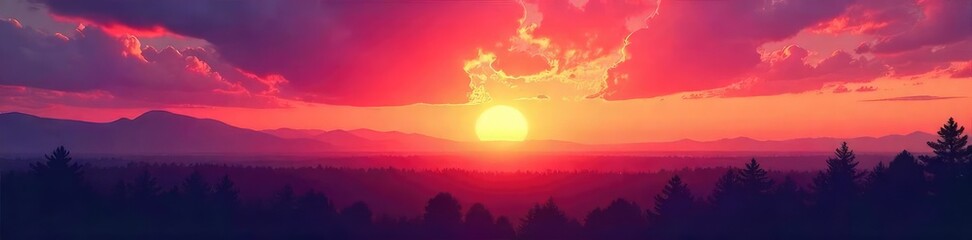 Vibrant sunset paints the clear sky with bold oranges, pinks, and purples A breathtaking display of natural color at twilight , hue, pink