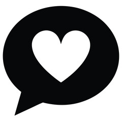 love chat bubble silhouette Valentine’s Day vector icon