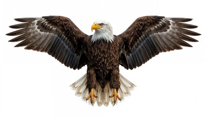 Obraz premium Eagle with outstretched wings and spread feathers, symbolizing strength and freedom.