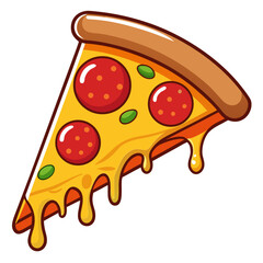 Delicious slice of pepperoni pizza with dripping cheese