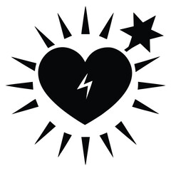 love spark heart silhouette Valentine’s Day vector icon