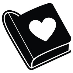 love story book silhouette Valentine’s Day vector icon