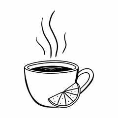 Aromatic cup of tea with lemon wedge